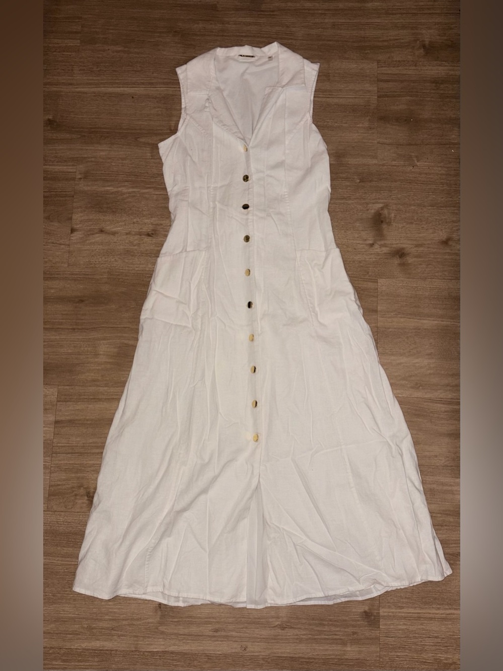 Elie Tahari Button-Front White Maxi Dress